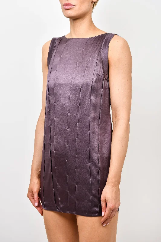 Knotted handmade dress-Brunello Cucinelli Purple Silk Sleeveless Mini Dress Size S