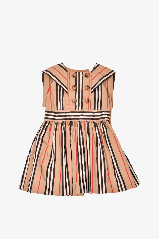 Threaded embroidered dress-Burberry Brown Striped Sailor Dress Size 3Y Kids