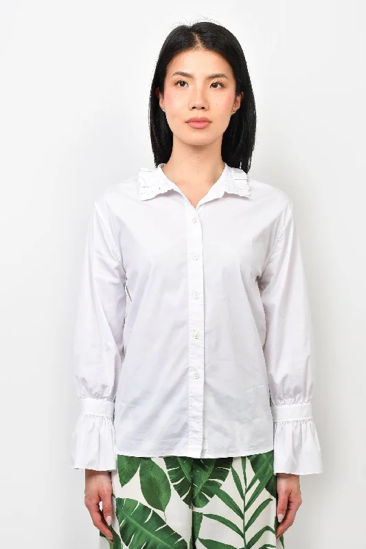 Vivid bold dress-Burberry London White Cotton Pleated Collar Button-Up Dress Shirt Size 34