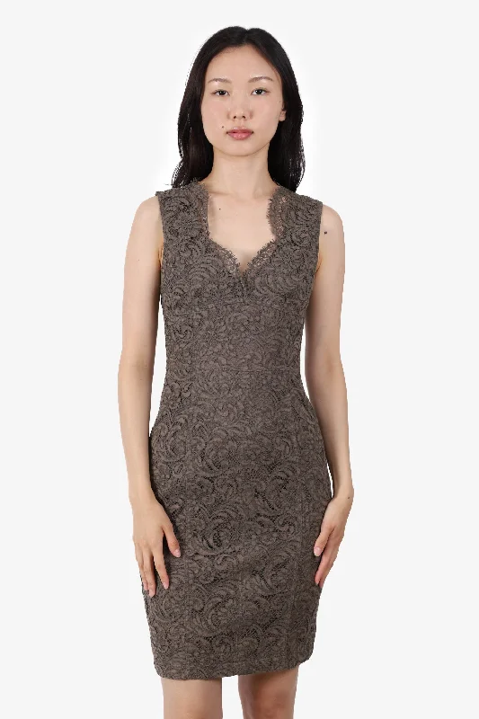 Whisper soft dress-Burberry Olive Green Lace Sleeveless Mini Dress Size 2