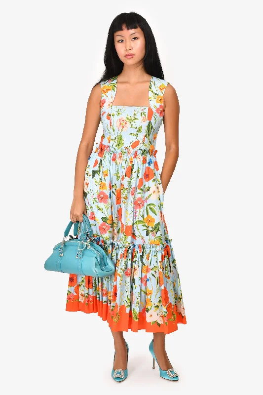 Pewter sleek dress-Cara Cara Blue/Orange Floral Printed Maxi Dress Size 4