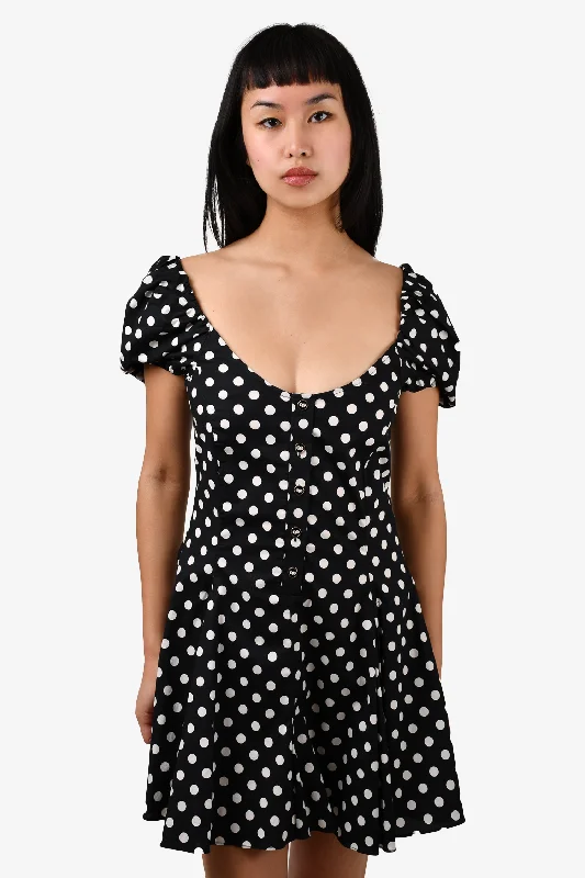 Cerulean deep dress-Caroline Constas Black and White Polka Mini Dress Size S