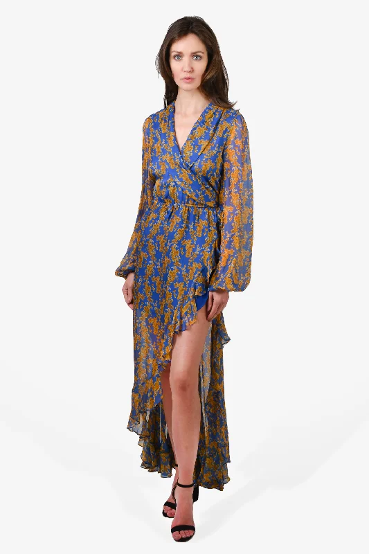 Dappled shirt dress-Caroline Constas Blue/Yellow Pattern Silk Dress Size M