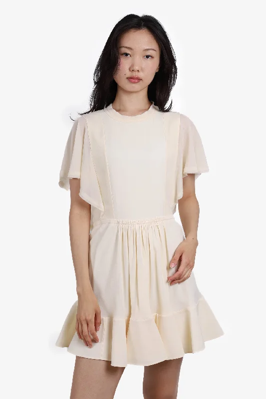 Waffle picnic dress-Chloe Cream Pleated Mini Dress Size 36