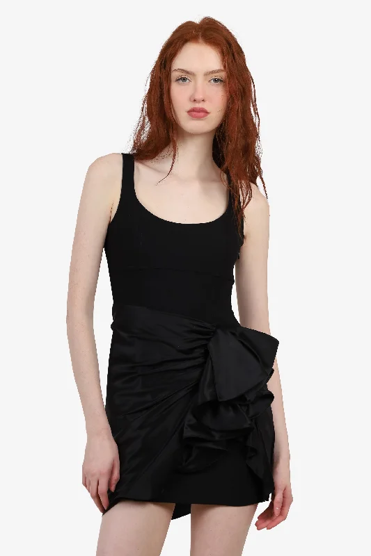 Frilled embroidered dress-Cinq a Sept Black Bow Detail Sleeveless Mini Dress Size 2