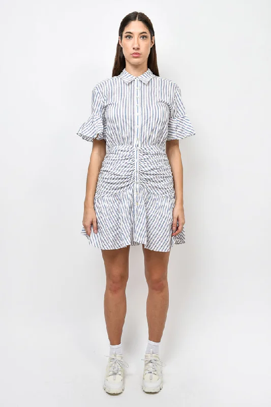 Worn grunge dress-Cinq a Sept White Striped Cotton Button-Down Dress Size 4