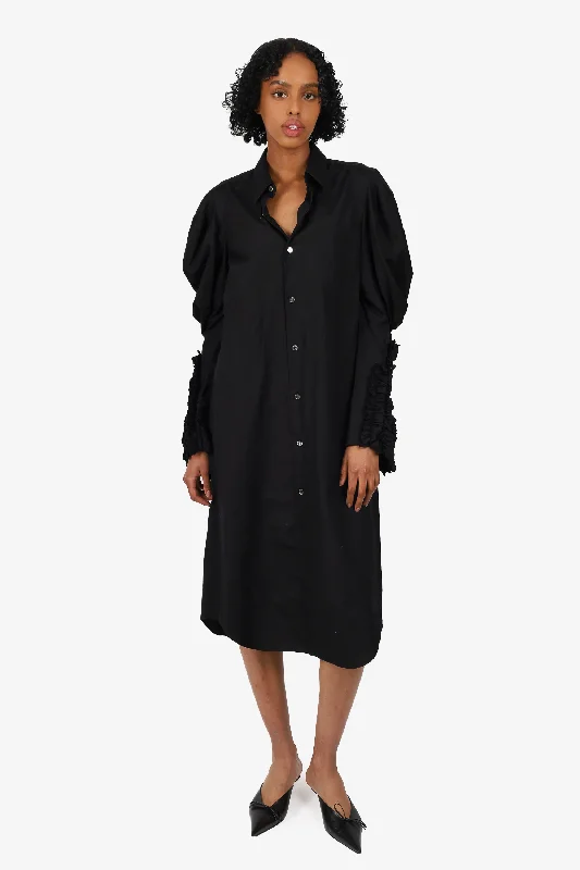 Bloom muted dress-Comme des Garcons Black Tier Ruffled Sleeves Shirt Dress Size M