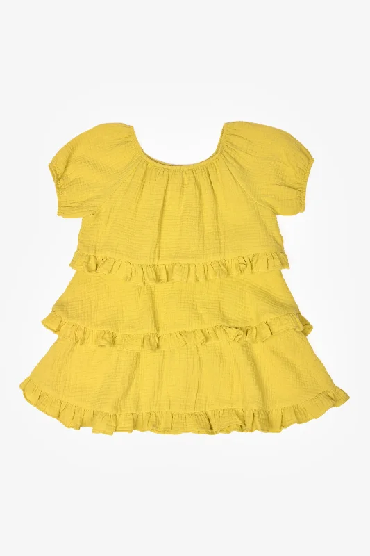 Frilly spin dress-Devotion Twins Lime Green Tiered Ruffle Dress Size 6-8 Kids