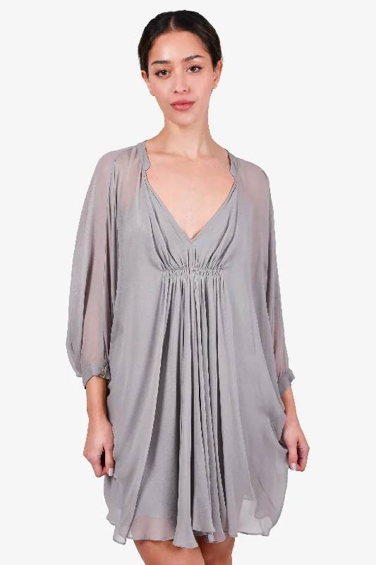 Clear glossy dress-Diane von Furstenberg Grey Silk Mini Dress Size 2 (As Is)