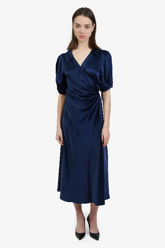 Free mottled dress-Diane von Furstenberg Navy Wrap Dress Size M