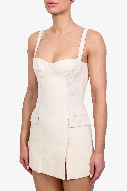 Trip loose dress-Dion Lee Cream Crepe Sleeveless Bustier Mini Dress Size 0