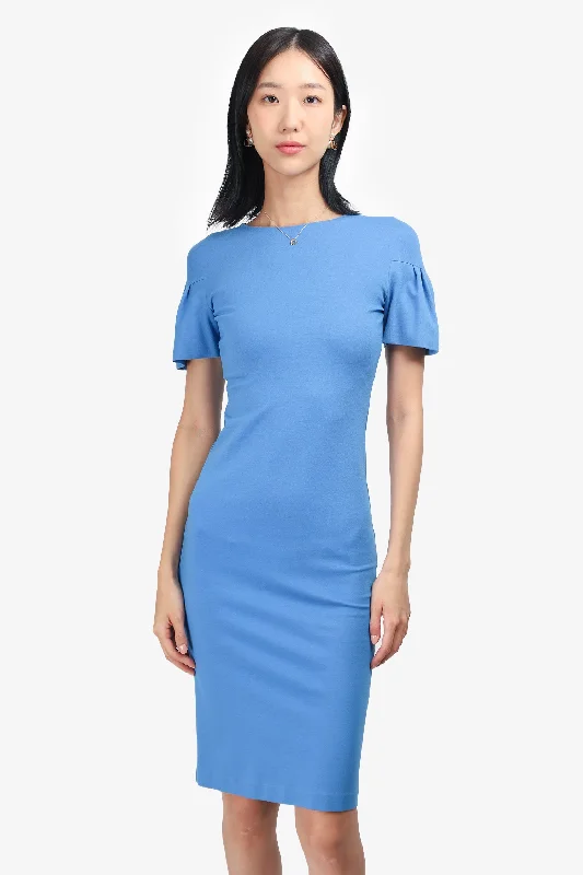 Fleecy wool dress-DSquared Blue Midi Dress Size S