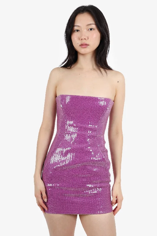 Cloudy overlay dress-Dsquared2 Cotton Sequin Purple Mini Bustier Dress Size 40