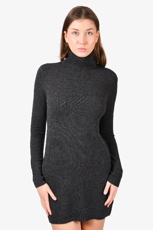 Breeze island dress-Equipment Grey Cashmere Turtleneck Sweater Dress Size S