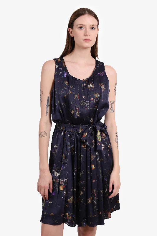 Ebony classic dress-Erdem Black Butterfly Printed Sleeveless Mini Dress Size 8