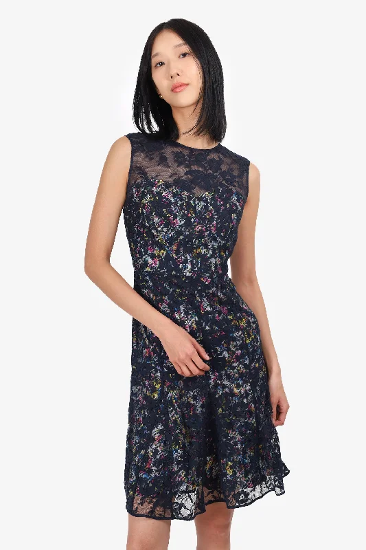 Wine rich dress-Erdem Navy Lace Floral Dress Size 8