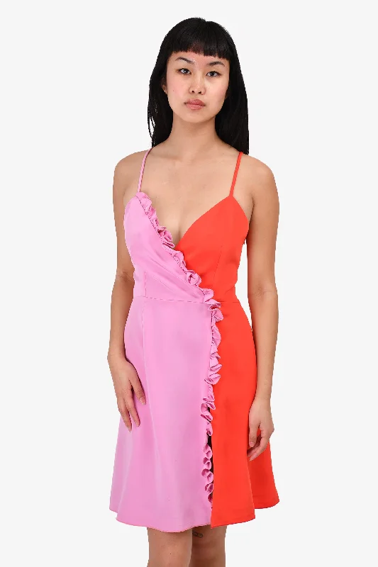 Wavelet cocktail dress-Fausto Puglisi Purple/Orange Ruffle Mini Dress Size M