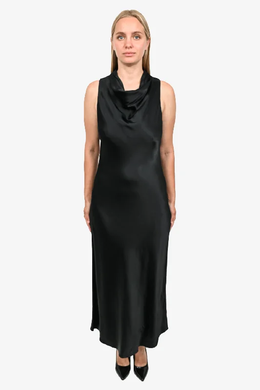 Stark metallic dress-Frame Black Silky Sleeveless Maxi Dress Size S