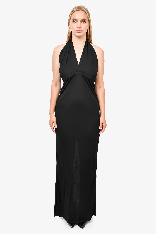 Calm flowing dress-Gucci Black Halterneck Sleeveless Gown sz L