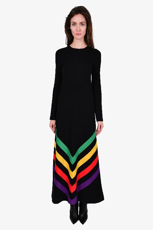 Brunch spin dress-Gucci Black Knit Silk Blend Multicoloured Stripe Maxi Dress Size S