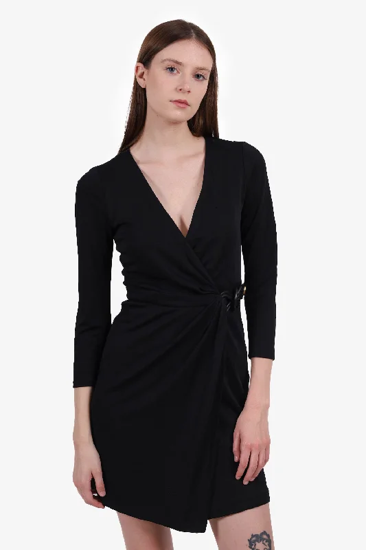 Night wine dress-Gucci Black Wrap Dress with Buckle Closure Size 36