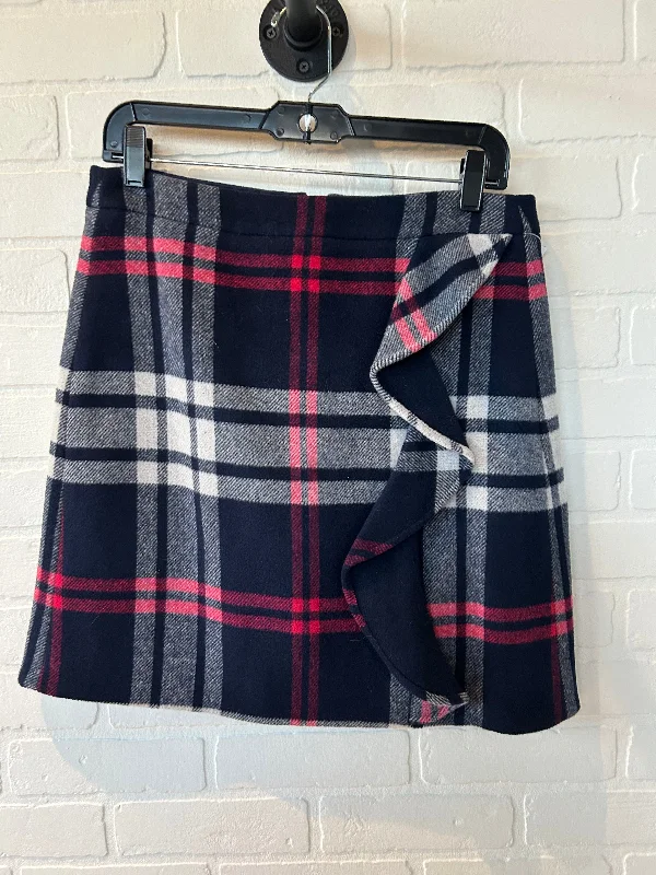 Worn plaid skirt-Skirt Mini & Short By J. Crew In Blue & Pink, Size: 6l