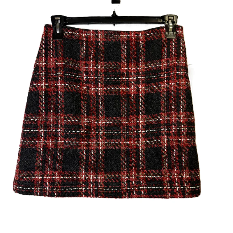 Spiral pattern skirt-Skirt Mini & Short By Loft In Black & Red, Size: 6