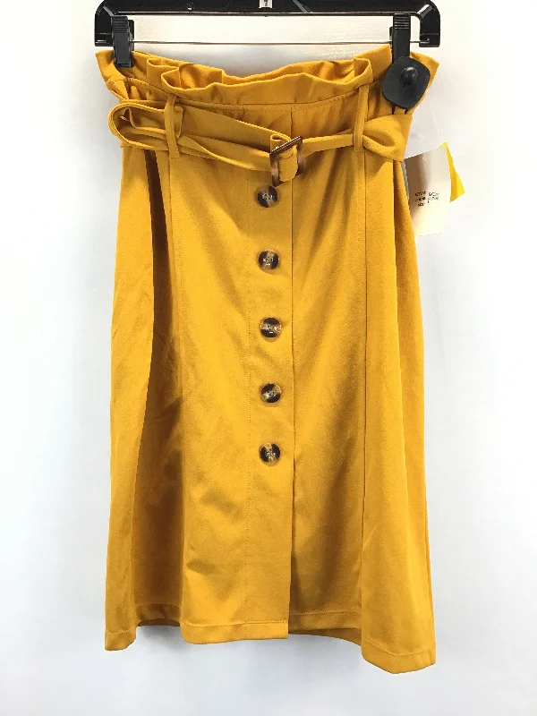 Lustrous party skirt-Yellow Skirt Midi Clothes Mentor, Size L