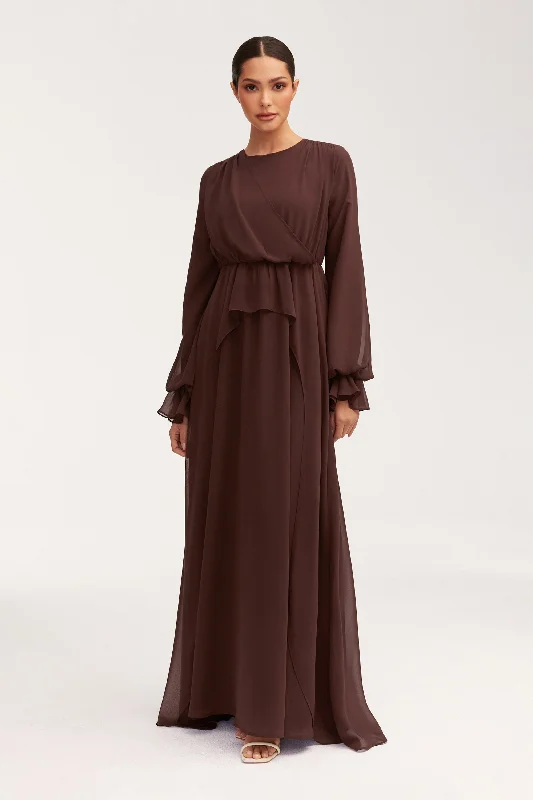 Rust formal dress-Aara Chiffon Maxi Dress - Chocolate