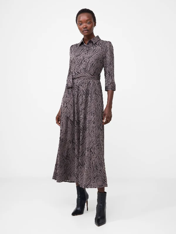 Nomadic embroidered dress-Abstract Midi Shirt Dress