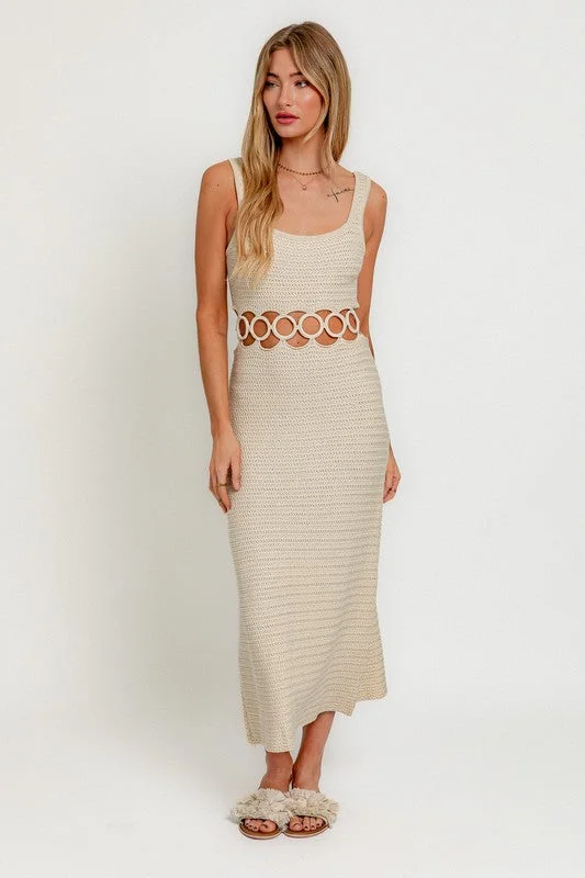 Torn worn dress-Bali Square Neck Sleeveless Crochet Midi Dress - Final Sale