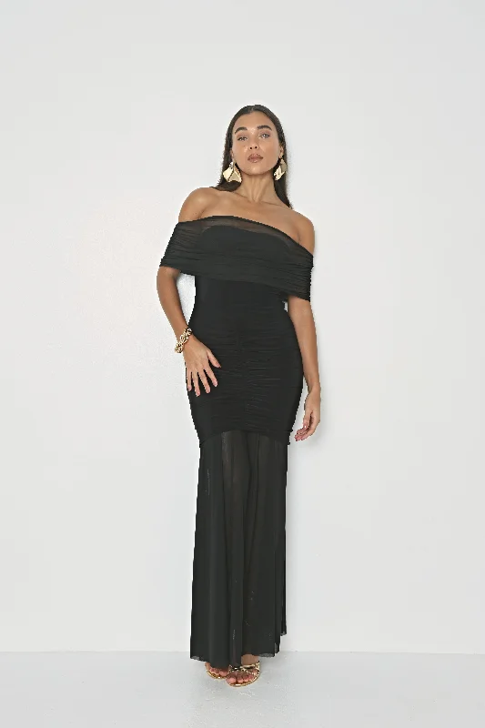 Curved-fit dress-BARDOT MESH MAXI DRESS