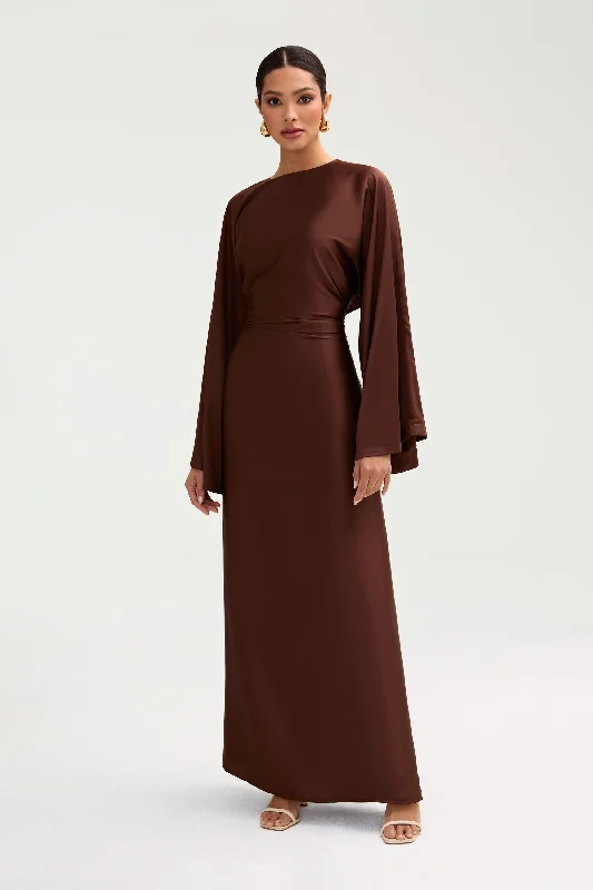 Stark metallic dress-Batool Satin Maxi Dress - Chocolate