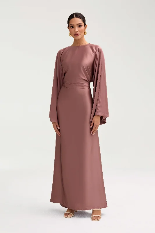 Bolt punk dress-Batool Satin Maxi Dress - Dusky Mauve