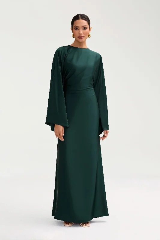 Grain beige dress-Batool Satin Maxi Dress - Emerald