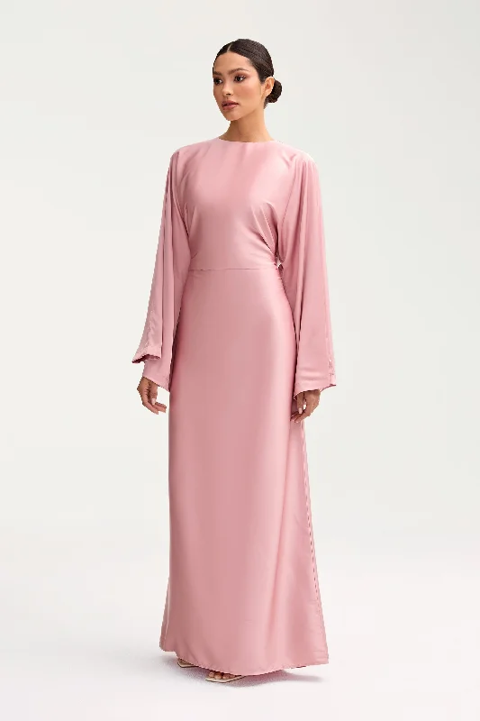 Field dapple dress-Batool Satin Maxi Dress - Pink Chai