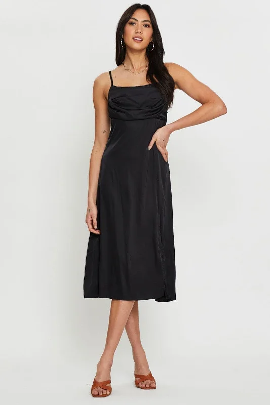 Dappled sundress-Black Slip Dress Midi