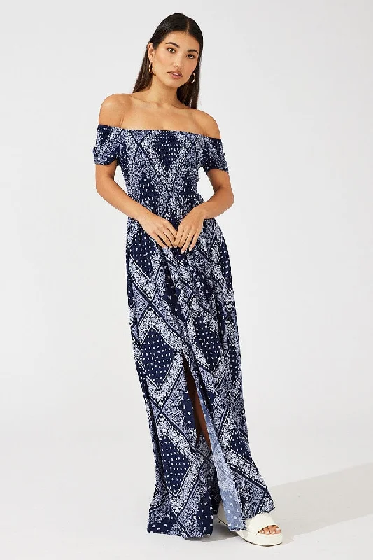 Sleek clingy dress-Boho Maxi Dress Off Shoulder