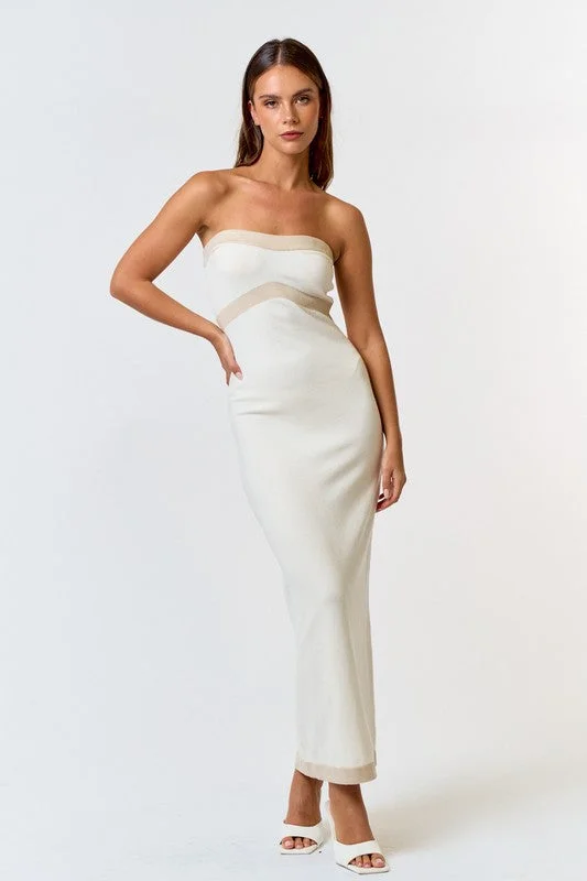 Shell gold dress-Bold Borderline Tube Maxi Dress