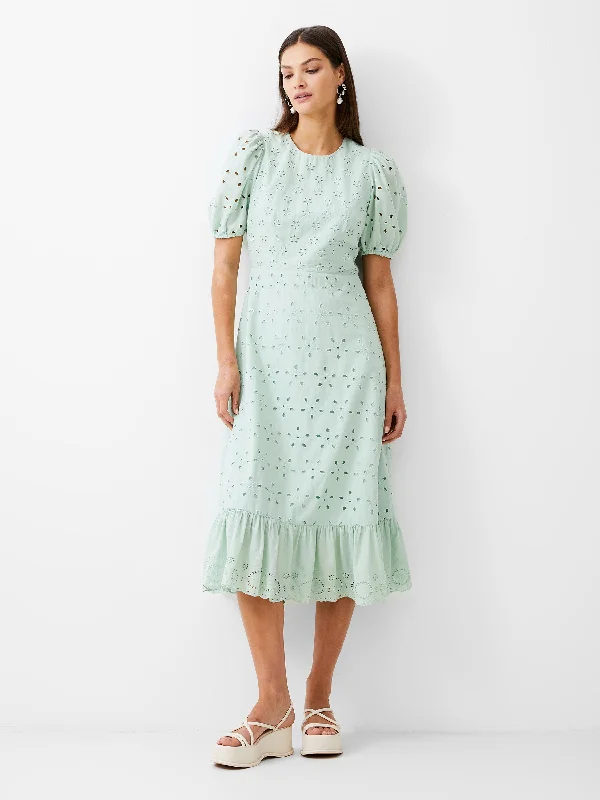 Broderie Tiered Midi Dress