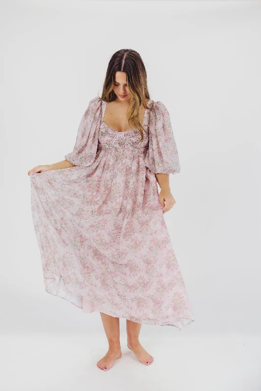 Fan-pleat evening dress-Harlow Maxi Dress in Mauve - Bump Friendly & Inclusive Sizing (S-3XL)