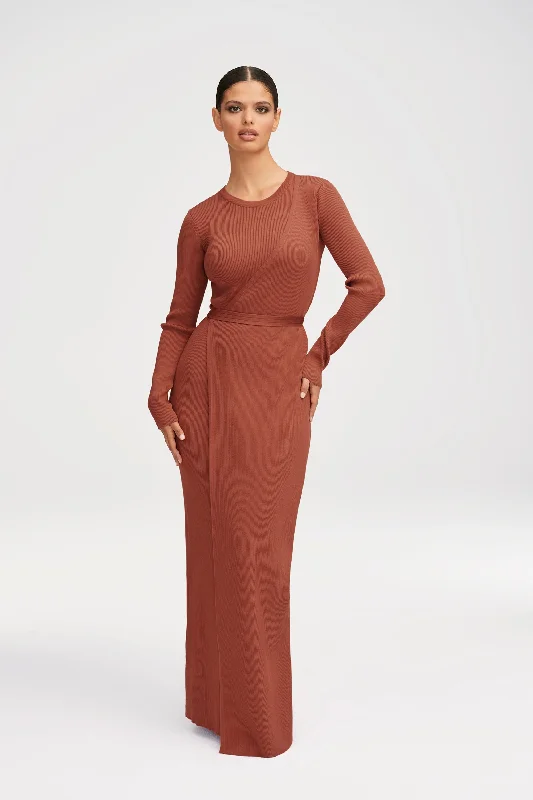 Vivid shimmering dress-Cassandra Ribbed Wrap Maxi Dress