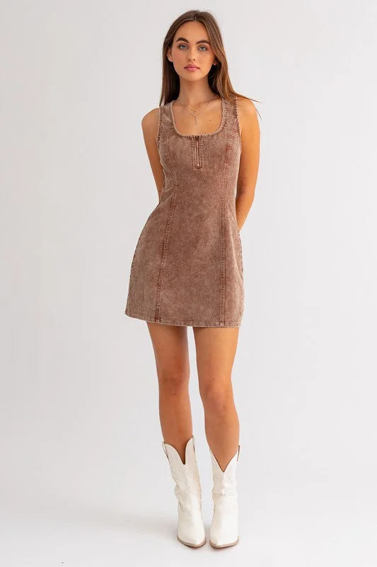 Mottled fringe dress-Coffee Shop Date Corduroy Mini Dress