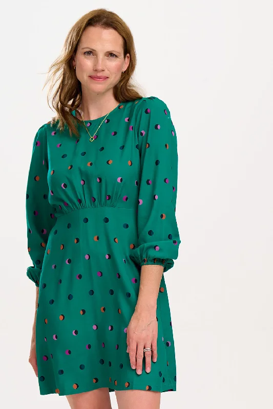 Gleaming crystal dress-Janet Mini Dress - Green, Rainbow Shadow Polka