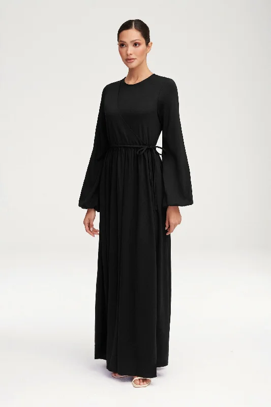 Loose flowing dress-Emma Jersey Elastic Waist Maxi Dress - Black