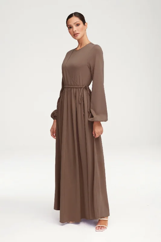 Frilly spin dress-Emma Jersey Elastic Waist Maxi Dress - Taupe