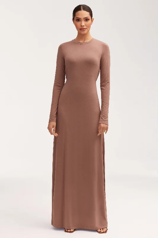 Trail safari dress-Essential Bamboo Jersey Maxi Dress - Deep Taupe