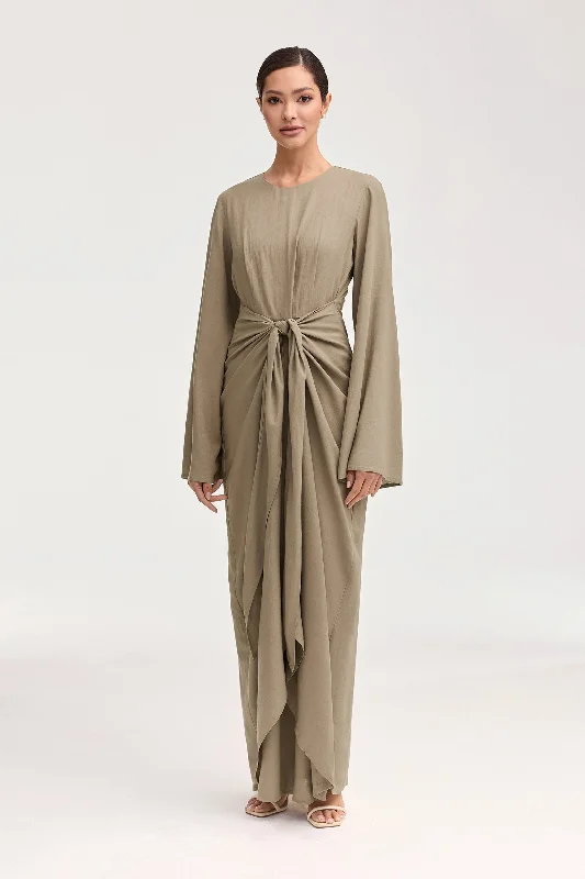 Paneled prom dress-Hanadi Wrap Maxi Dress - Desert Sage