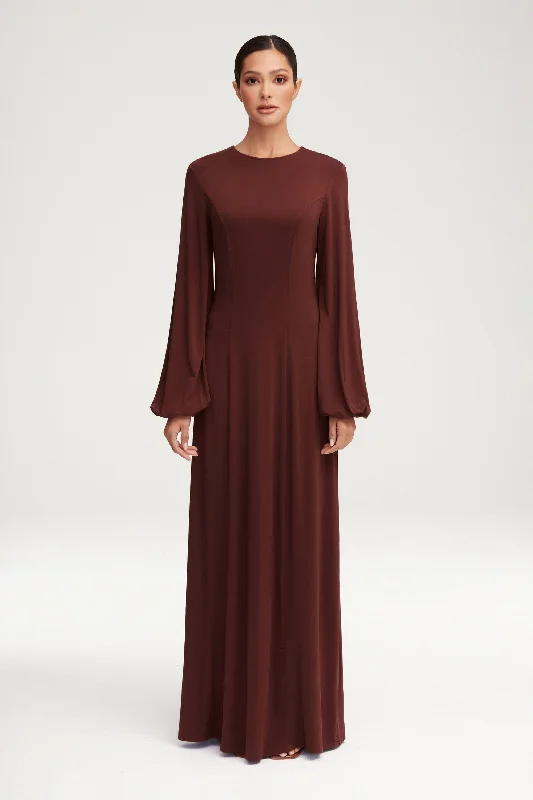 Torn worn dress-Hayat Jersey Princess Seam Maxi Dress - Chocolate