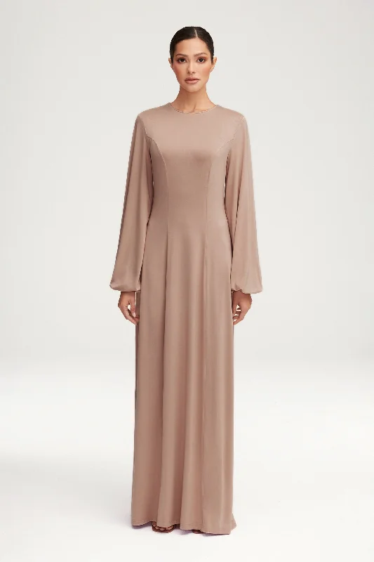 Fine muslin dress-Hayat Jersey Princess Seam Maxi Dress - Mink